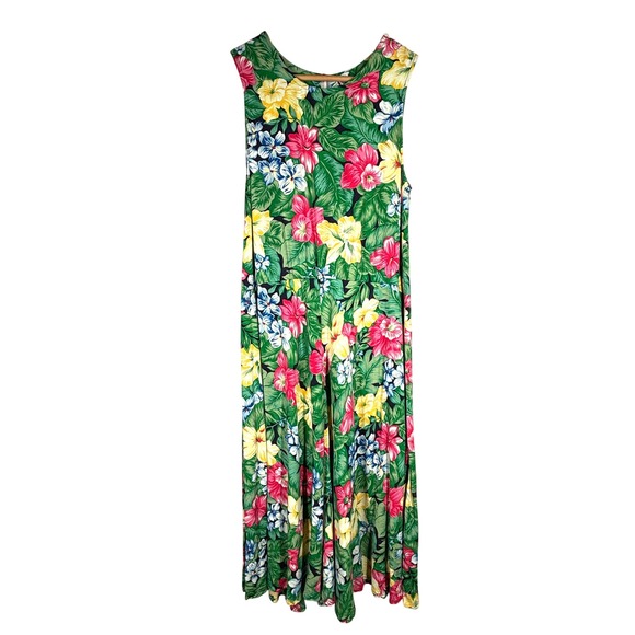 Vintage‎ E.D. Michaels Petites Floral Hawaiian Midi Dress Size 9-10 - Picture 1 of 7